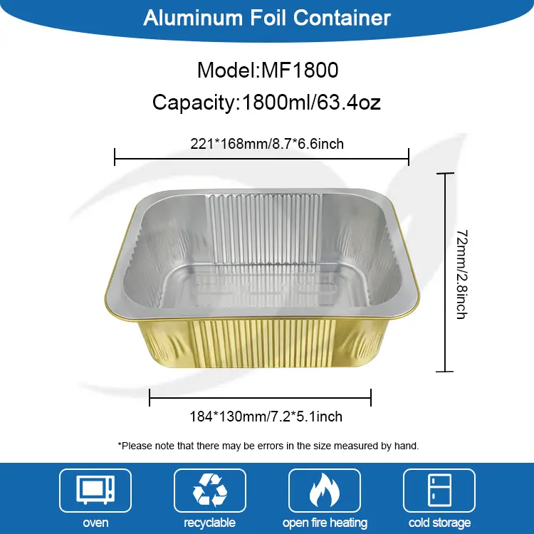 Garnituri de unică folosință containere pătrate din folie din aluminiu