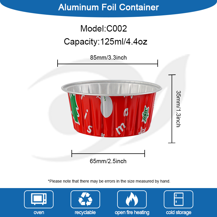 Cupă de copt din folie de aluminiu imprimată personalizat de Crăciun