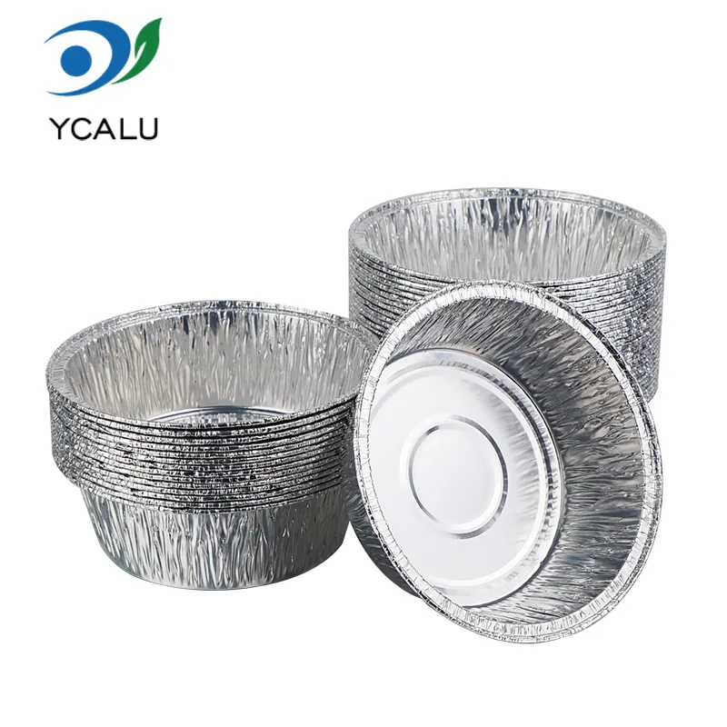 Recipiente rotunde din folie de aluminiu argintiu pentru copt Recipiente rotunde din folie de aluminiu argintiu pentru copt