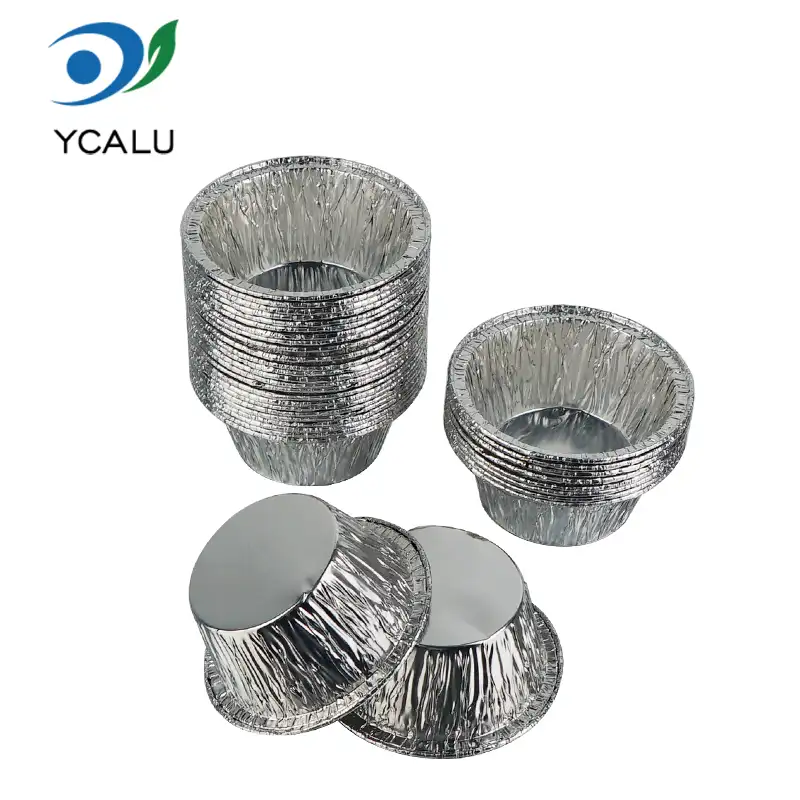 Cupa rotunda pentru tort. Recipiente din folie de aluminiu argintie