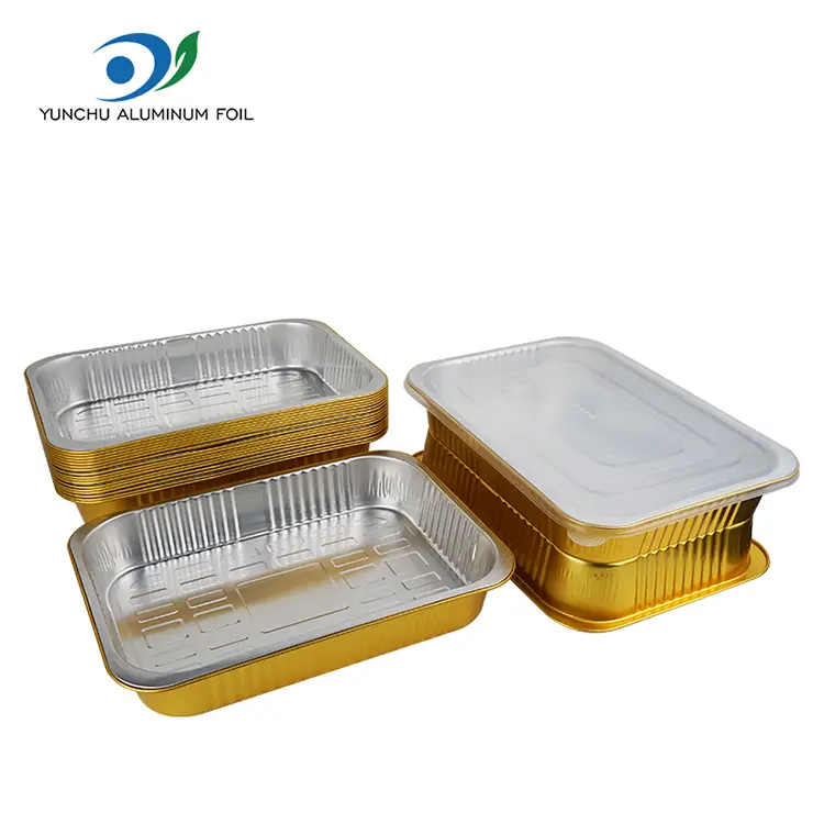 Fișă de copt dreptunghiulară de unică folosință recipiente din folie de aluminiu din aluminiu Fișă de copt dreptunghiulară de unică folosință recipiente din folie de aluminiu din aluminiu