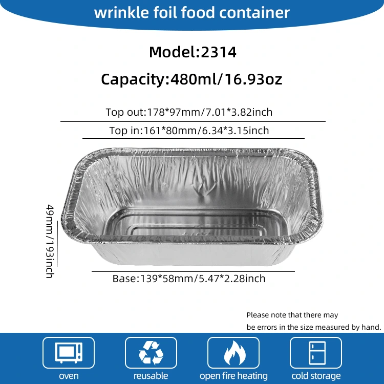 Recipiente dreptunghiulare de aer friteuze de argint din aluminiu