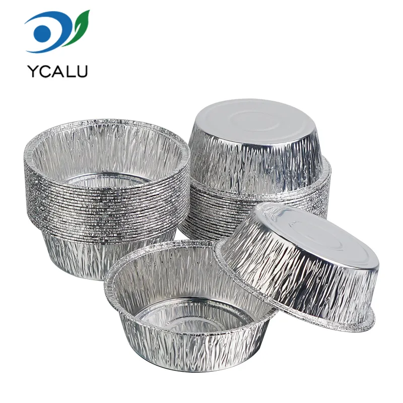 Recipiente rotunde din folie de aluminiu argintiu pentru copt