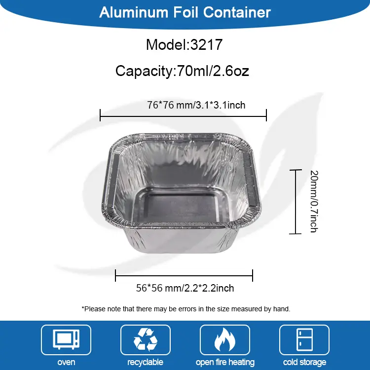 Tortul pătrat cu aer friteuză din folie de aluminiu din argint