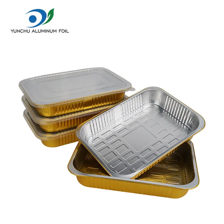 Fișă de copt dreptunghiulară de unică folosință recipiente din folie de aluminiu din aluminiu