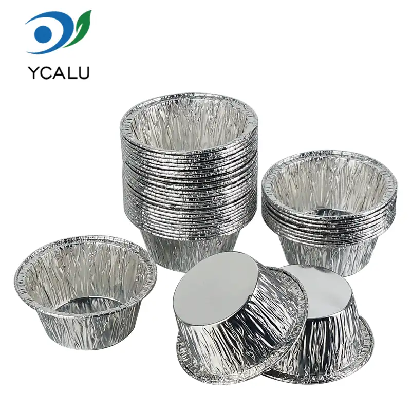 Cupa rotunda pentru tort. Recipiente din folie de aluminiu argintie