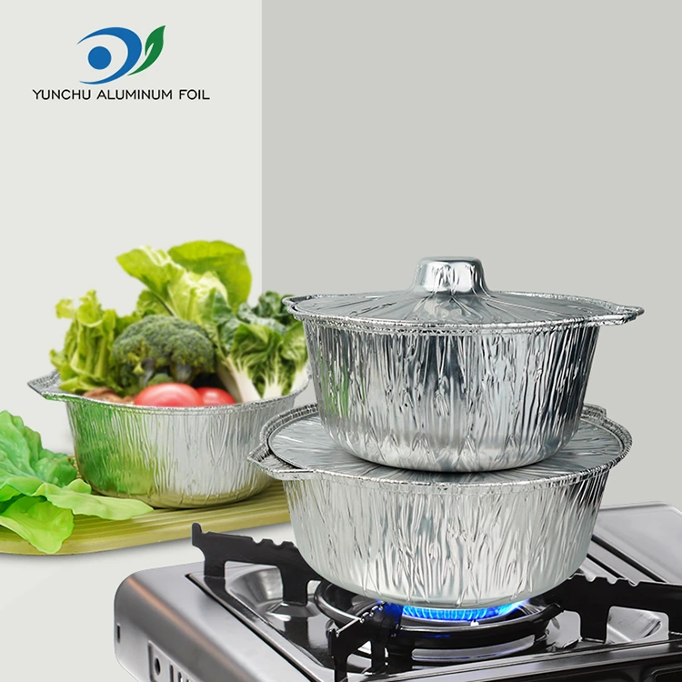 Oală cu ghiveci calde de unică folosință și cratițe din folie de aluminiu de argint