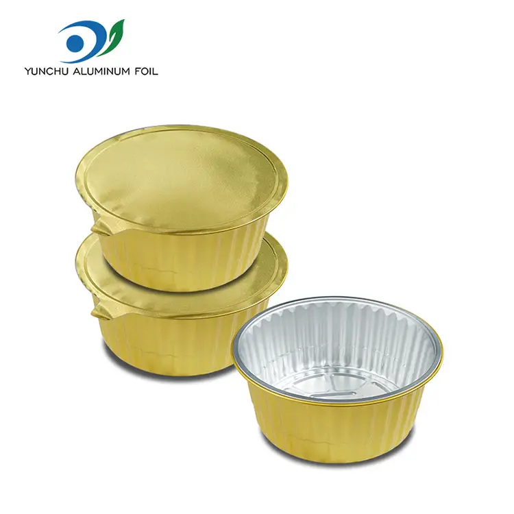 Tavă de copt de unică folosință pentru a lua masa din folie de aluminiu auriu din aluminiu