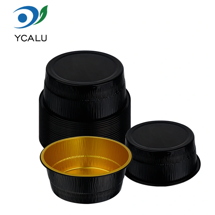 Recipiente rotunde din folie de aluminiu, de unică folosință, cu aur negru