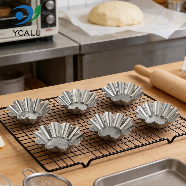 Tava de tarta cu oua de unica folosinta cu crizantema Recipiente pentru alimente din folie de aluminiu argintie