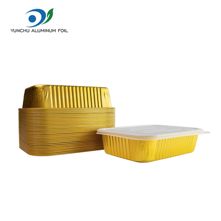 Containere de folie de aluminiu dreptunghiular de copt de auriu de unică folosință
