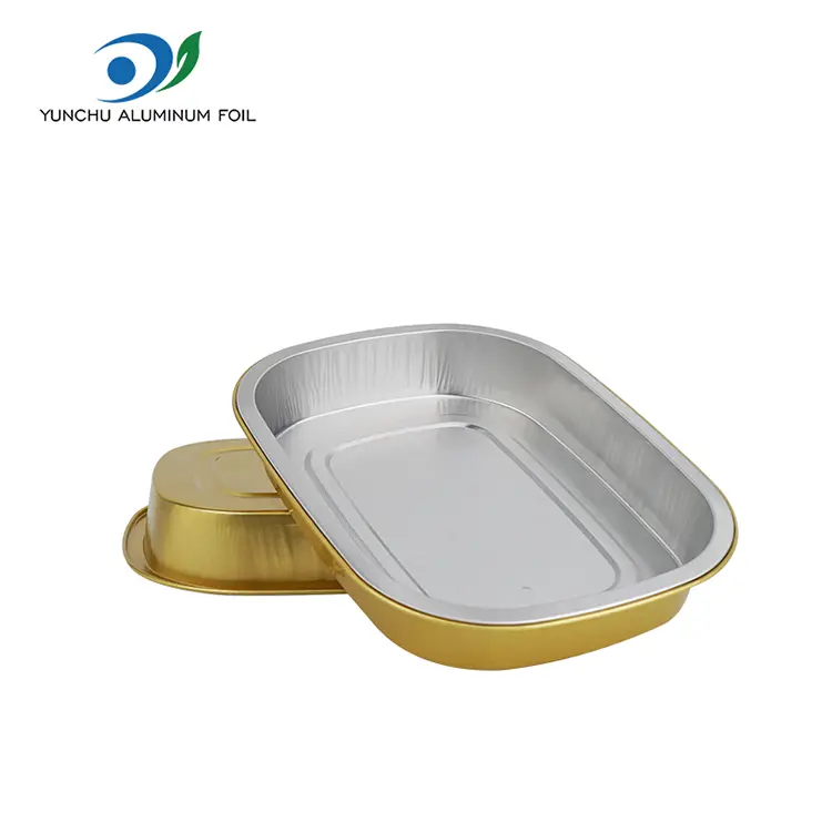 Foaie de copt de aur de unică folosință de folie de aluminiu pătrată din aluminiu