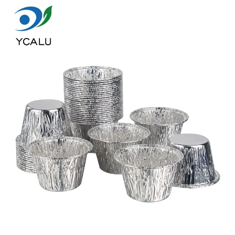 Mini cană pentru prăjituri de unică folosință. Recipiente din folie de aluminiu argintie