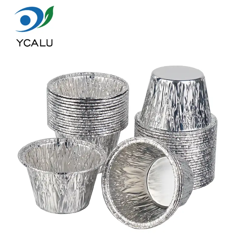 Mini cană pentru prăjituri de unică folosință. Recipiente din folie de aluminiu argintie