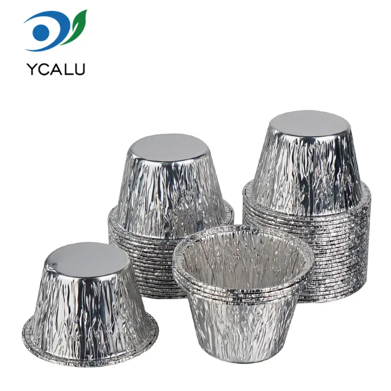 Mini cană pentru prăjituri de unică folosință. Recipiente din folie de aluminiu argintie