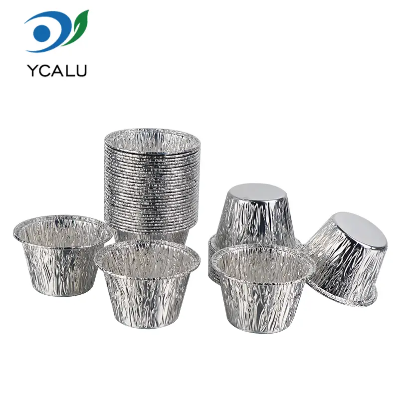 Mini cană pentru prăjituri de unică folosință. Recipiente din folie de aluminiu argintie