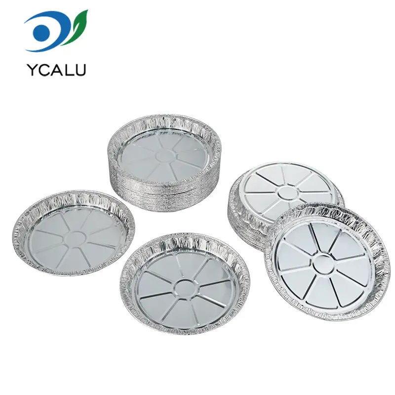 Recipiente de folie de aluminiu argintie pentru pizza de unică folosință
