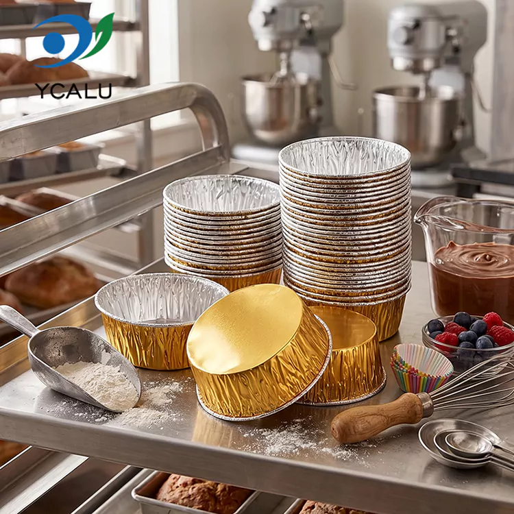 Tava rotunda de unica folosinta Recipiente pentru alimente din folie de aluminiu argintie Tava rotunda de unica folosinta Recipiente pentru alimente din folie de aluminiu argintie