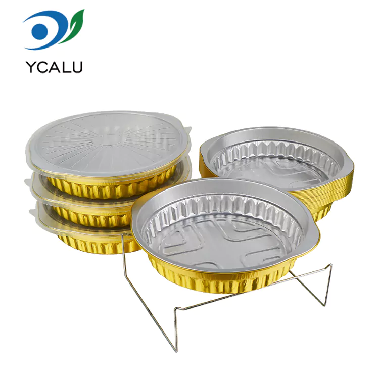 Recipiente rotunde de unica folosinta pentru catering la pachet din folie de aluminiu