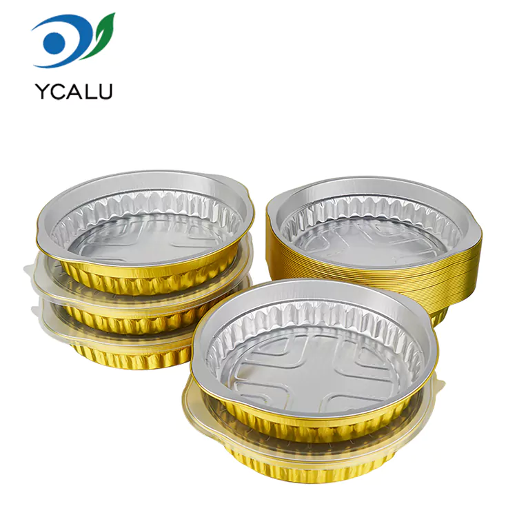 Recipiente rotunde de unica folosinta pentru catering la pachet din folie de aluminiu