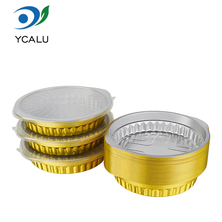 Recipiente rotunde de unica folosinta pentru catering la pachet din folie de aluminiu