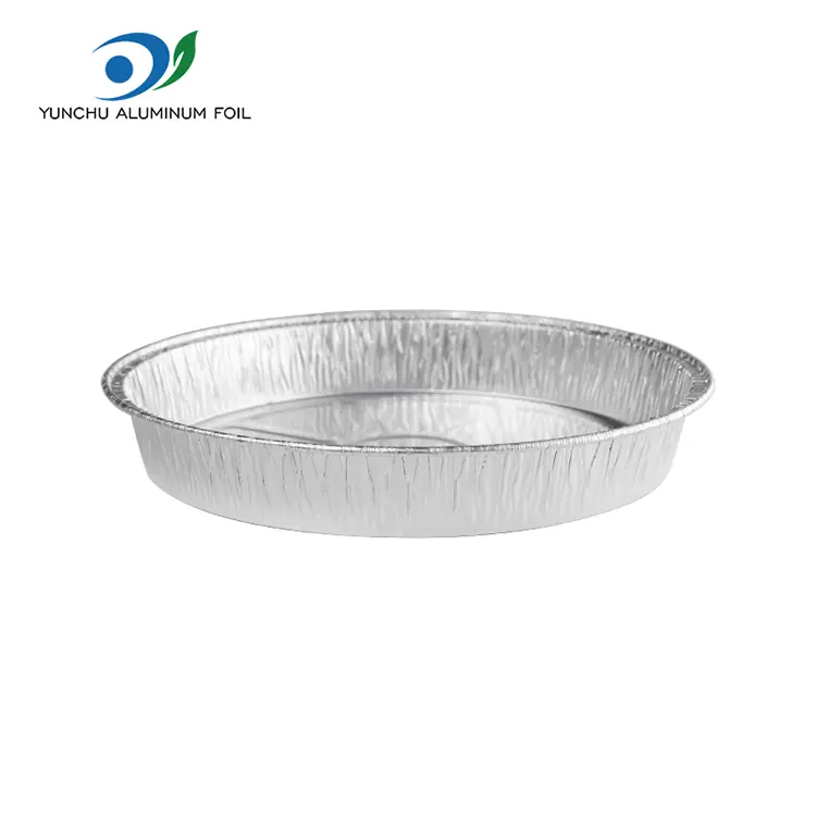 Recipiente rotunde de unică folosință din folie de aluminiu argintie pentru mâncare la pachet Recipiente rotunde de unică folosință din folie de aluminiu argintie pentru mâncare la pachet
