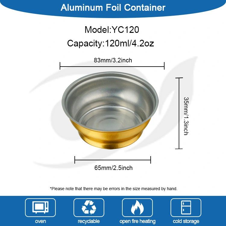 Cutie rotundă rotundă de unică folosință containere din folie de aluminiu cu un bol mic din aluminiu