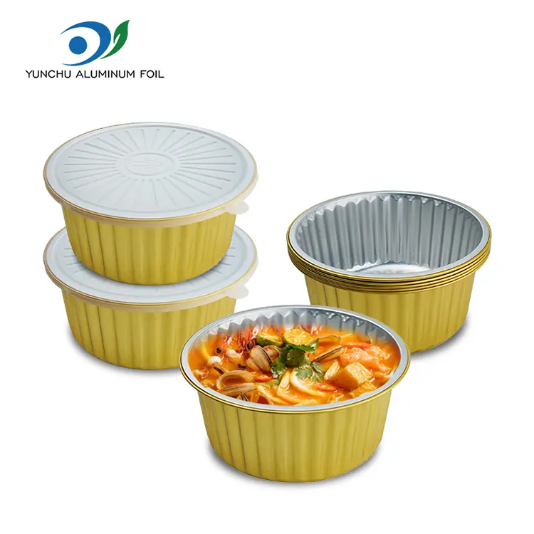 Containere de folie din aluminiu auriu din aluminiu sigilat de unică folosință