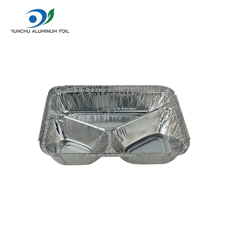 Recipiente pentru alimente din folie de aluminiu argintiu de unică folosință pentru catering și mâncare la pachet Recipiente pentru alimente din folie de aluminiu argintiu de unică folosință pentru catering și mâncare la pachet
