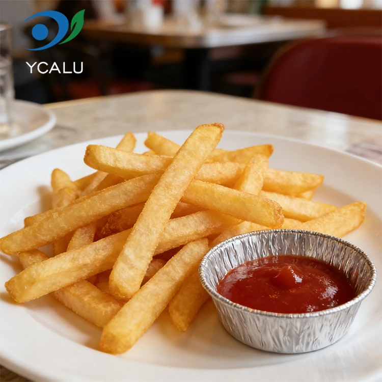 Friteuză rotundă argintie de unică folosință cu aer pentru friteură Recipiente pentru alimente din folie de aluminiu argintie