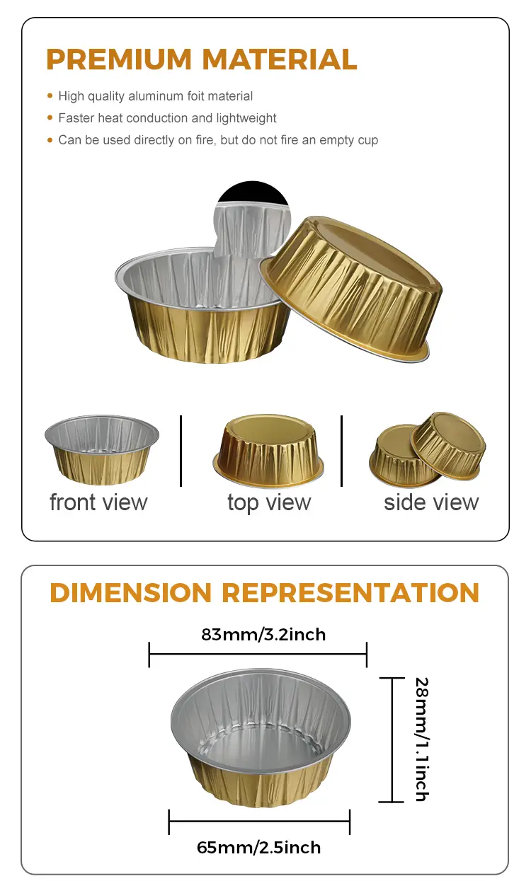 Round cake baking glasses Smoothwall Aluminum Foil Containers