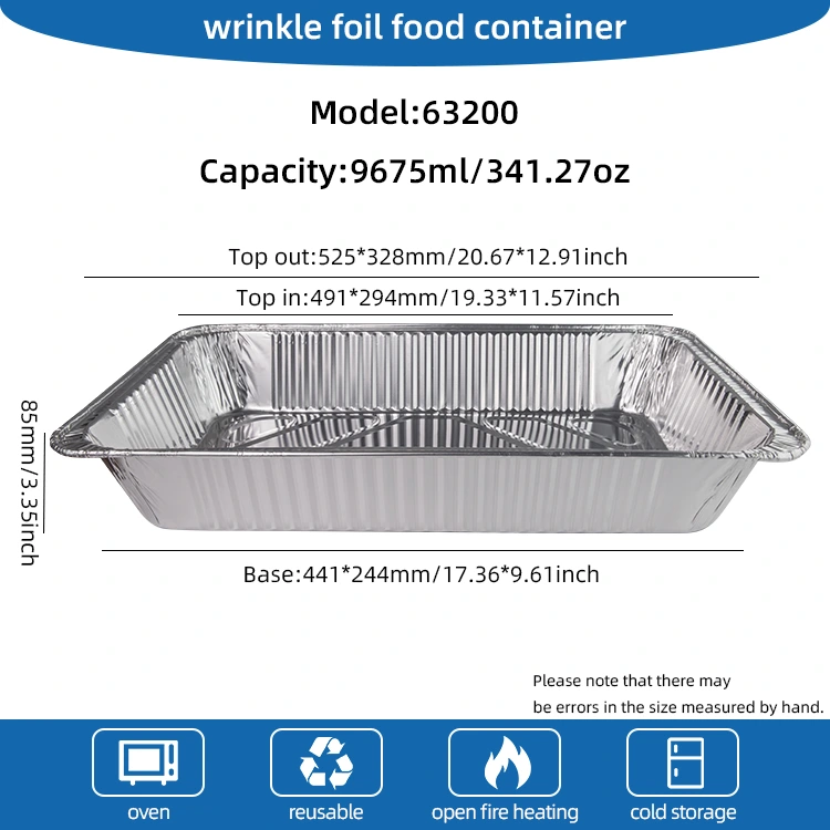 Tavă de copt în aer liber cu capacitate exterioară containere folie din aluminiu din argint