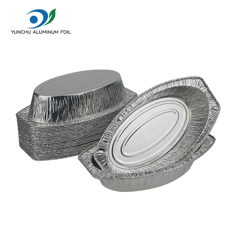 Recipiente cu folie de aluminiu cu pâine coaptă ovală Recipiente cu folie de aluminiu cu pâine coaptă ovală