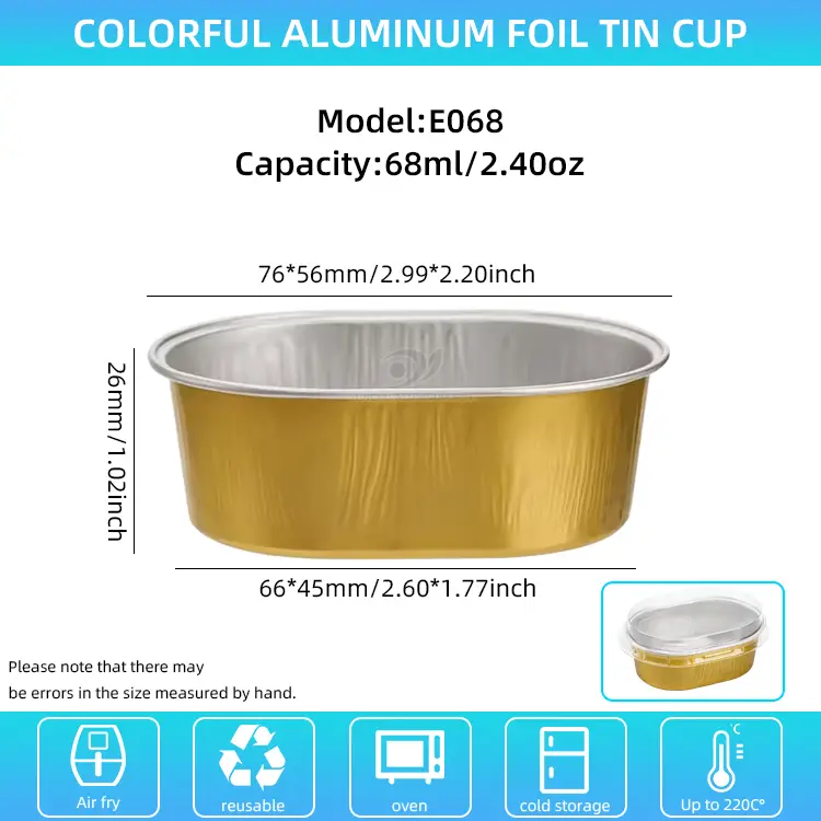 Recipiente ovale din folie de aluminiu cu pereți ușori