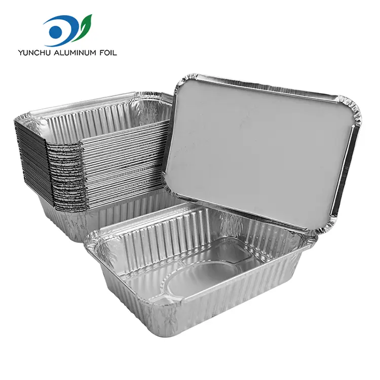 Containere de folie de aluminiu din argint de aer dreptunghiular friteu