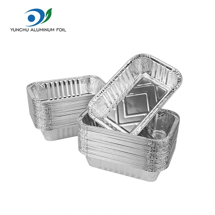 Recipiente de folie de aluminiu de copt dreptunghiulare din argint