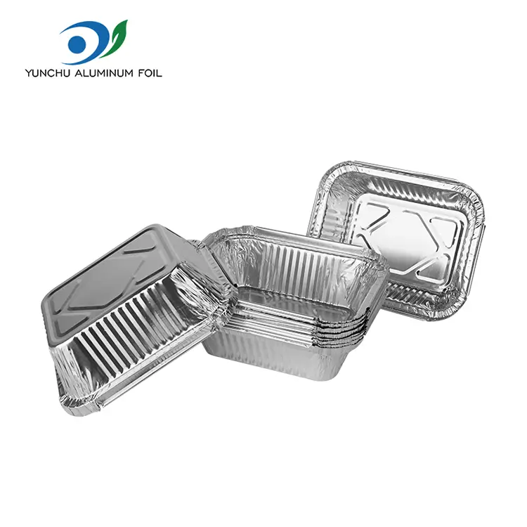 Containere de folie de aluminiu de argint dreptunghiular pentru grătar
