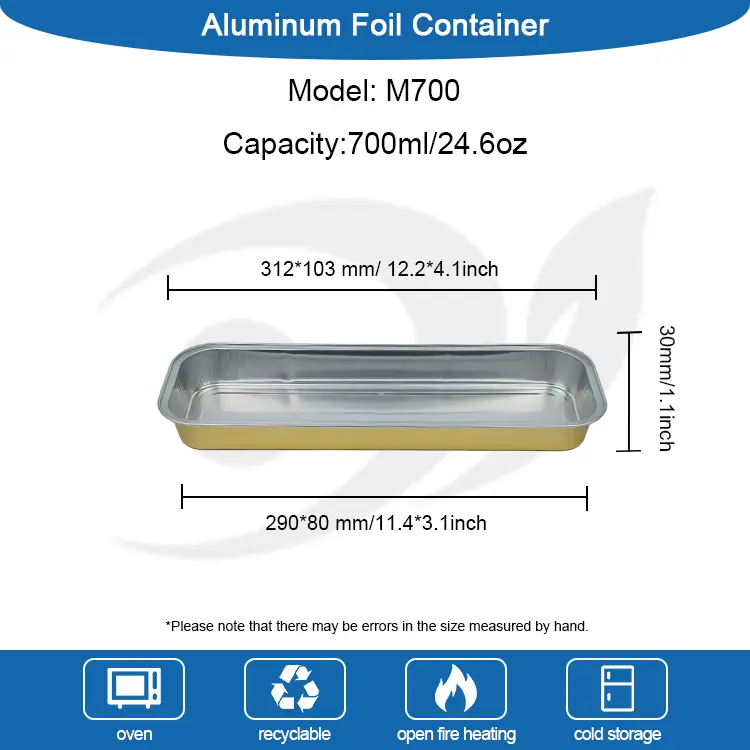 Recipiente de folie de aluminiu cu pâine dreptunghiulară cu pâine netedă