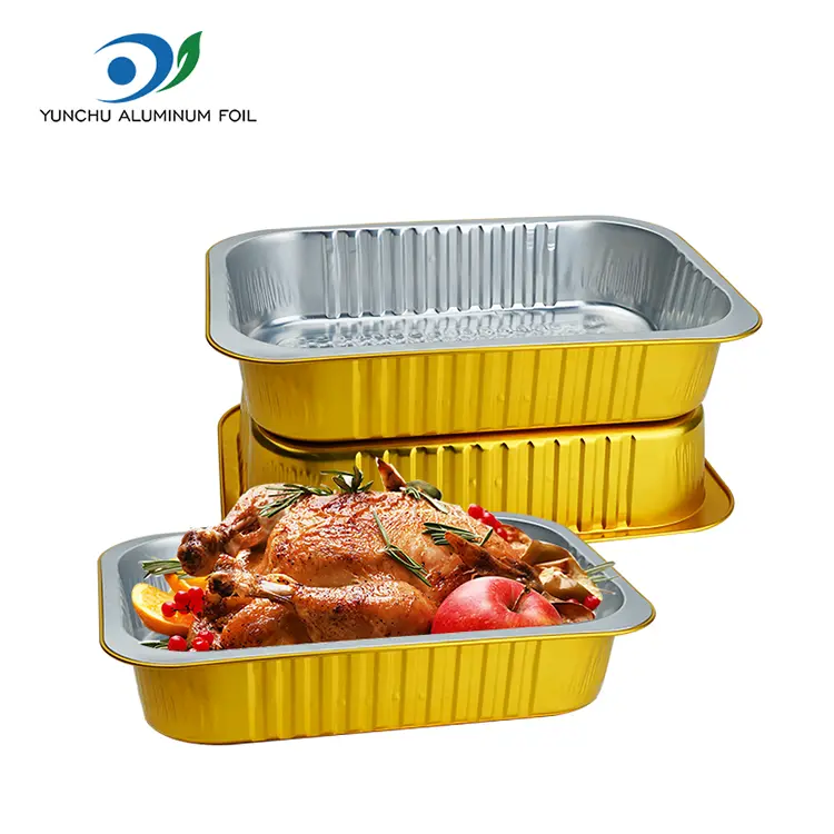 Containere dreptunghiulare de folie din aluminiu din aur