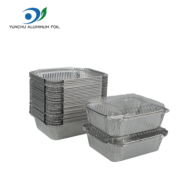Gratina dreptunghiulară este ambalată recipiente din folie din aluminiu de argint