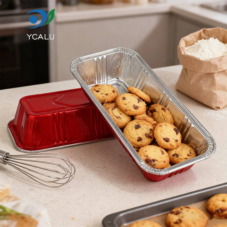 Recipiente din folie de aluminiu, dreptunghiulară, roșie