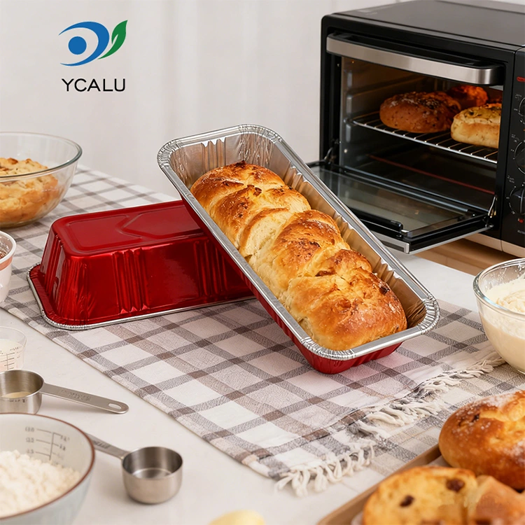 Recipiente din folie de aluminiu, dreptunghiulară, roșie