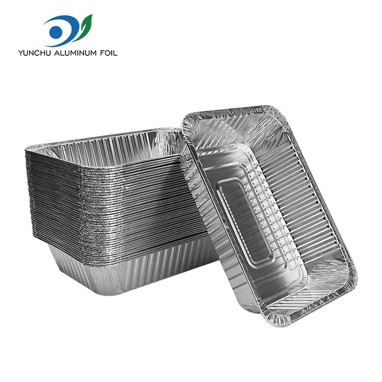 Foaie de copt dreptunghiulară de copt din aluminiu de argint Containere folie din aluminiu