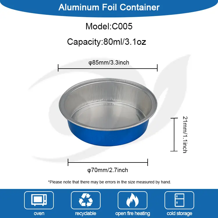 Recipiente cu folie de aluminiu cu pereți netede de copt rotund