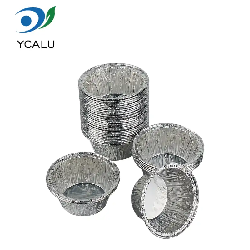 Cupa rotunda pentru tort. Recipiente din folie de aluminiu argintie