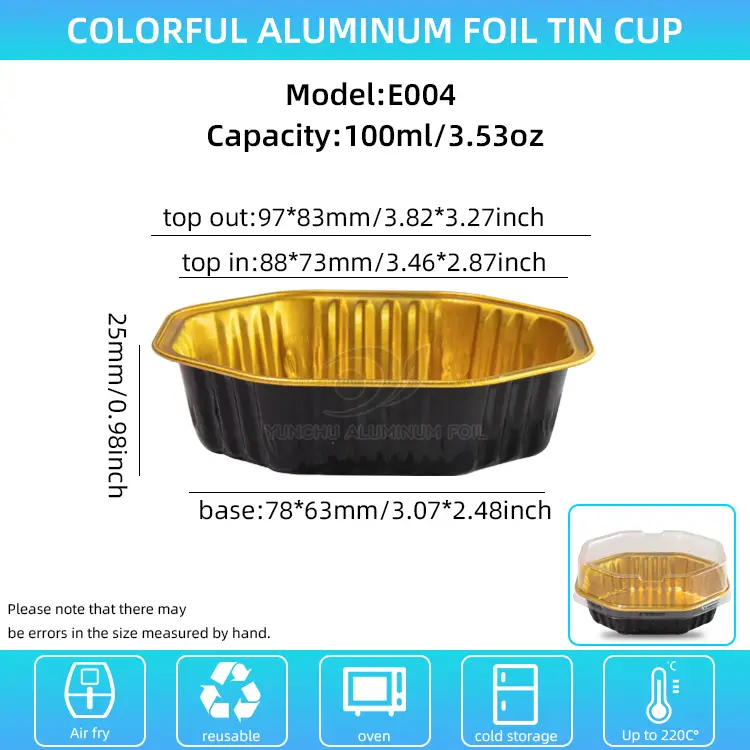 Cupa pentru tort în formă specială recipiente cu folie de aluminiu cu pereți netede