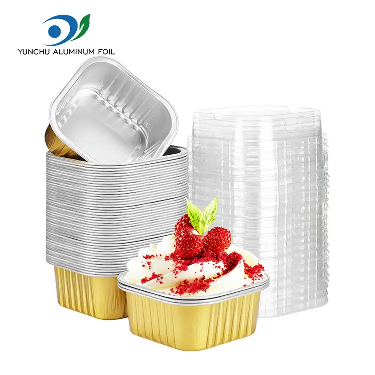 Containere de folie de aluminiu cu pereți netede de copt pătrat